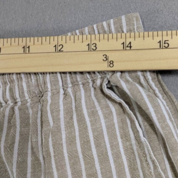 Beach Lunch Lounge Capri Pull On Womens Small Linen Blend Crop Tan Striped - Picture 6 of 11